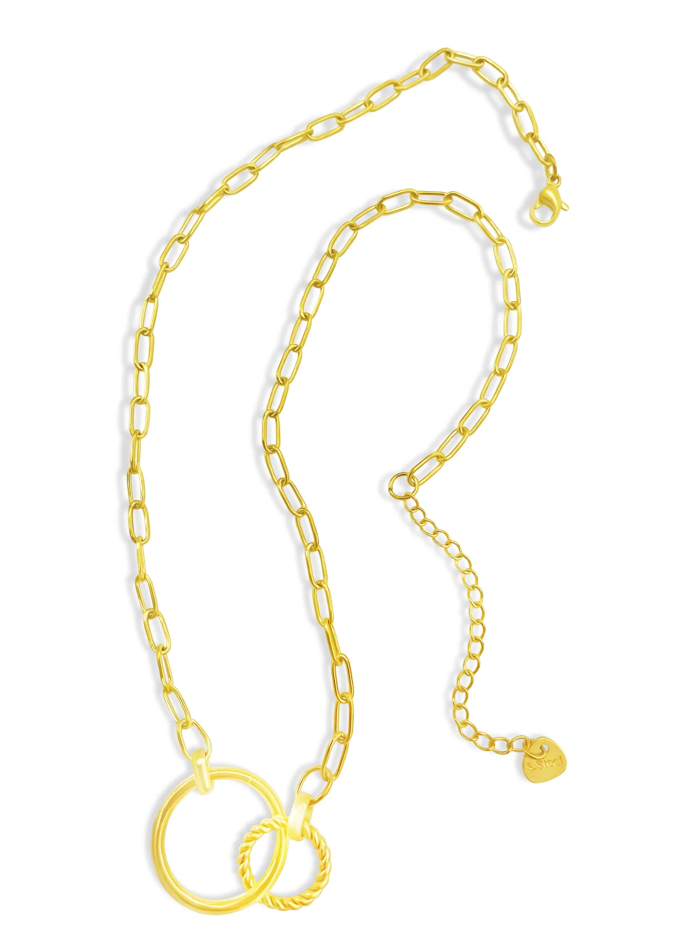 Κολιέ, γυναικείο, καδενωτό, από ανοξείδωτο ατσάλι, 42 + 5 εκατοστά αλυσίδα επέκτασης, σε άσπρο ή κίτρινο χρυσό, silverline, 0330343301,