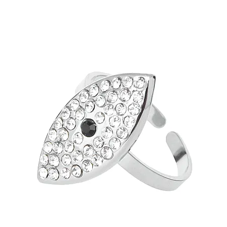 Δαχτυλίδι με μάτι βασκανίας,γυναικείο από ανοξείδωτο ατσάλι, με ζιργκόν, free size, silverline, 0430694401