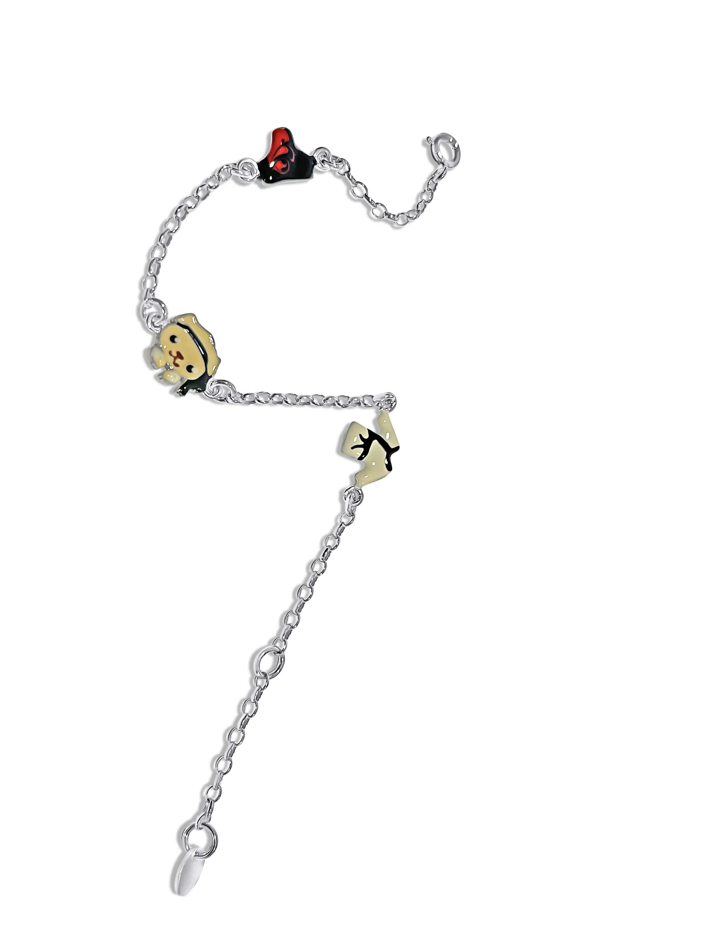 Βραχιόλι, ασημένιο, 925 ασήμι, παιδικό, για αγόρια, με σμάλτο διπλής όψης ,14 εκατοστά+2,5 εκατοστά αλυσίδα επέκτασης, με θέμα καράτε, με άσπρο επιπλατίνωμα ή κίτρινο επιχρύσωμα, woofie ,0230407201,,