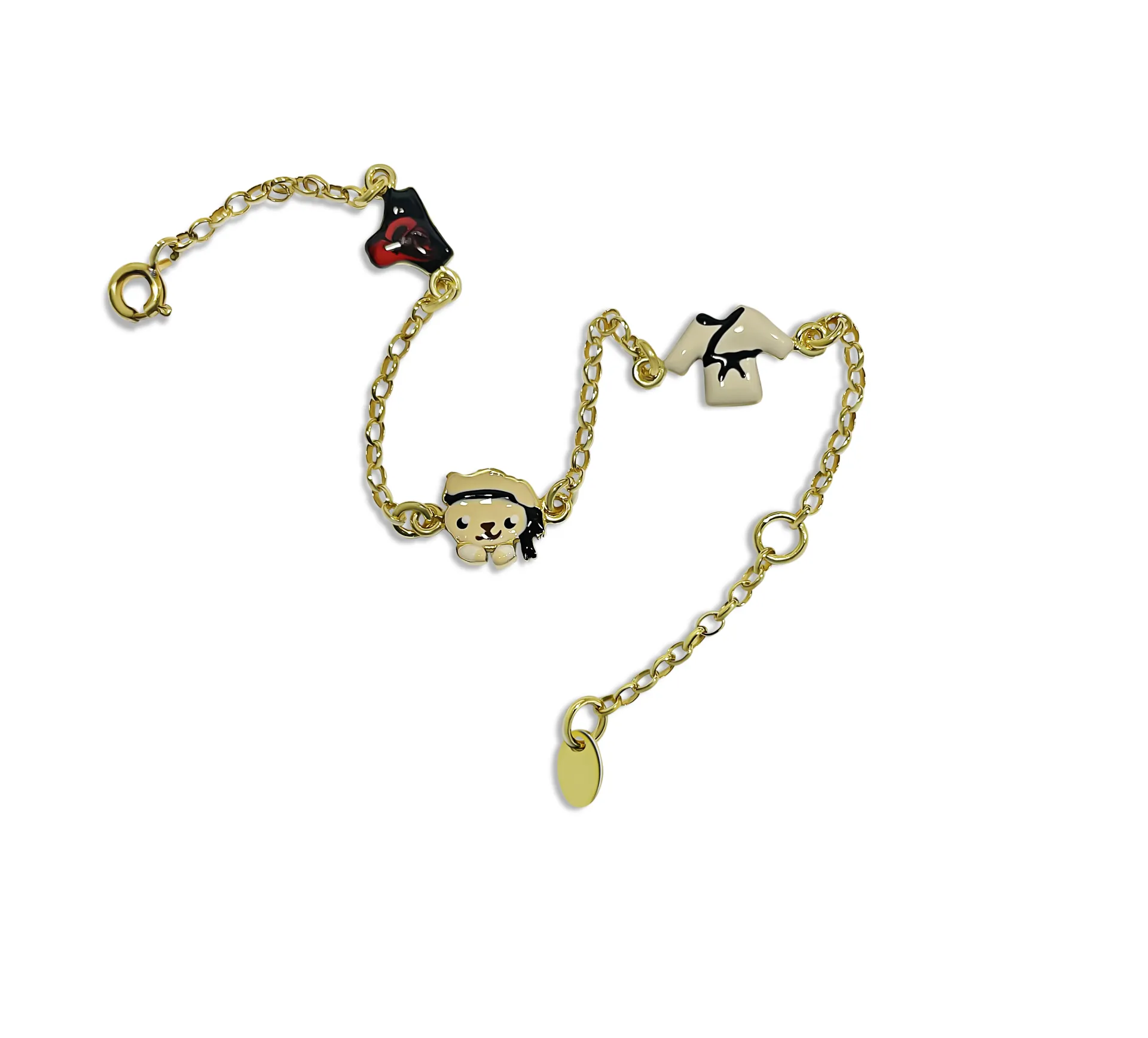 Βραχιόλι, ασημένιο, 925 ασήμι, παιδικό, για αγόρια, με σμάλτο διπλής όψης ,14 εκατοστά+2,5 εκατοστά αλυσίδα επέκτασης, με θέμα καράτε, με άσπρο επιπλατίνωμα ή κίτρινο επιχρύσωμα, woofie ,0230407201,,