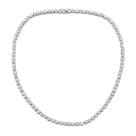 Ριβιέρα, κολιέ, γυναικείο, ασημένιο, ματ, επιπλατινωμένο με λευκά ζιργκόν, 42 εκατοστά, silverline, 0330017702