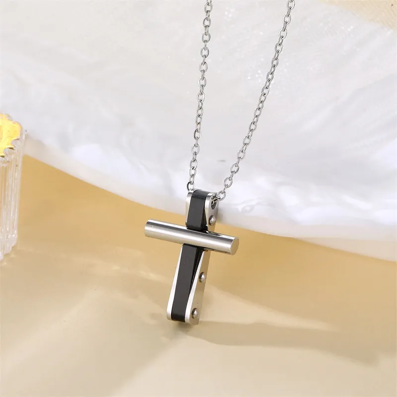 Ανδρικό, ατσάλινο κολιέ με σταυρό 2,5X1,8 εκατοστών & 50+5 εκατοστά αλυσίδα με επέκταση, TRIBUTE, 0330347101