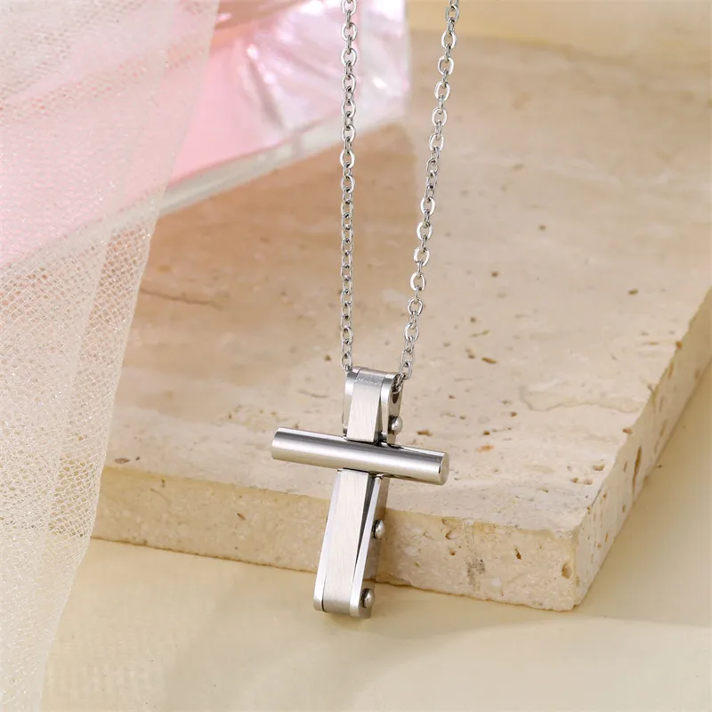 Ανδρικό, ατσάλινο κολιέ με σταυρό 2,5X1,8 εκατοστών & 50+5 εκατοστά αλυσίδα με επέκταση, TRIBUTE, 0330347101