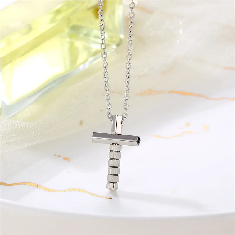 Ανδρικό, ατσάλινο κολιέ  με ζιργκόν, σταυρό 1,5Χ2 εκατοστών & 50+5 εκατοστών αλυσίδα με επέκταση, TRIBUTE,0330346501