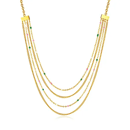 Γυναικείο layering κολιέ από ανοξείδωτο ατσάλι, 42+5 εκατοστά, επίχρυσο με σμάλτο, silverline,0330345101