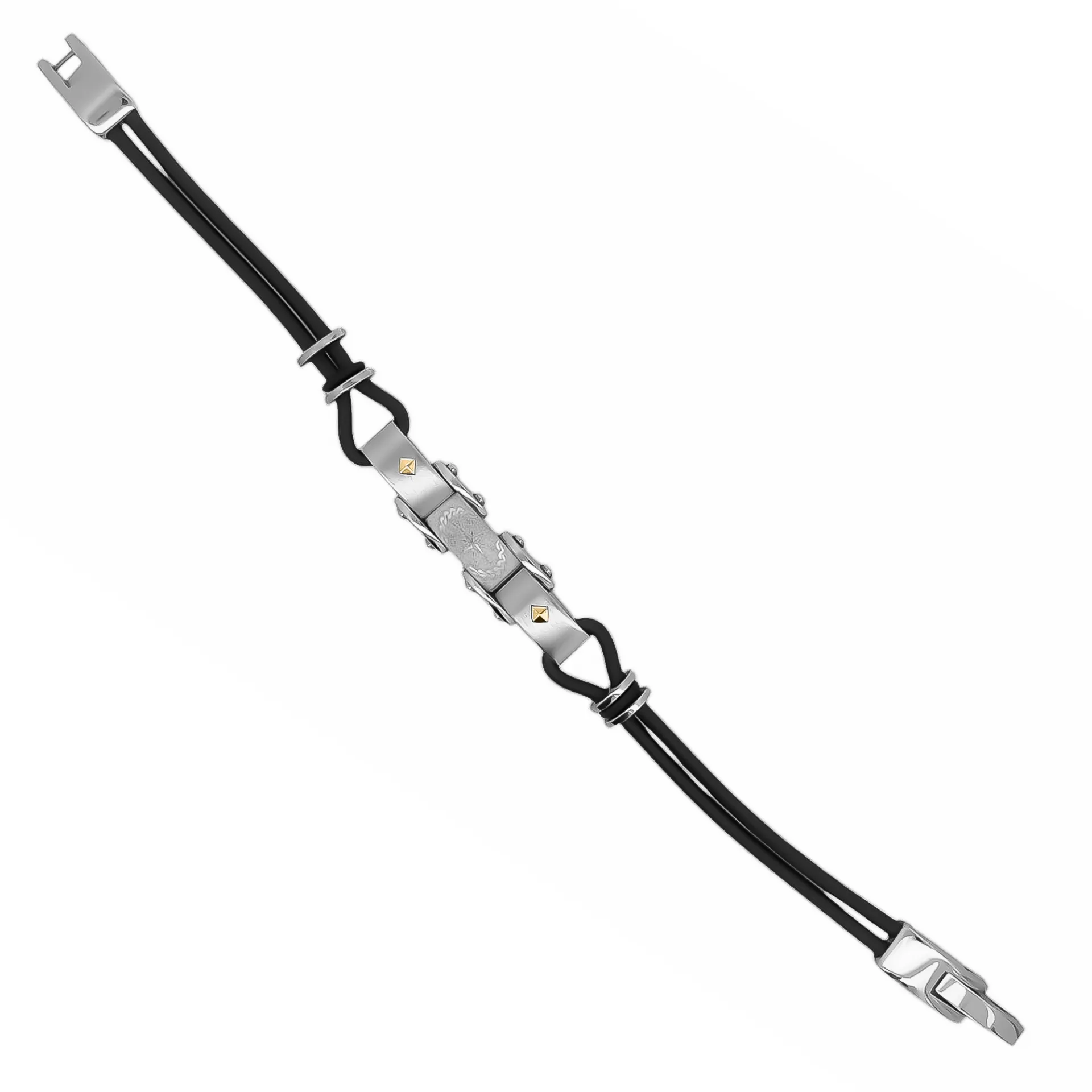 Ανδρικό βραχιόλι με καουτσούκ, πυξίδα & ανοξείδωτο ατσάλι, 21,5 εκατοστά, TRIBUTE, 0230330201